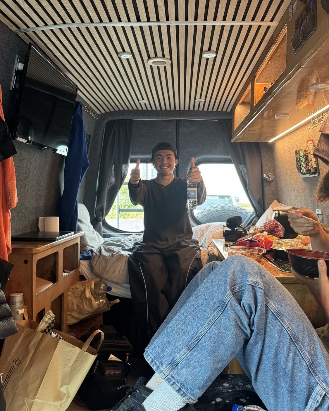 Inside the camper van God provided for free